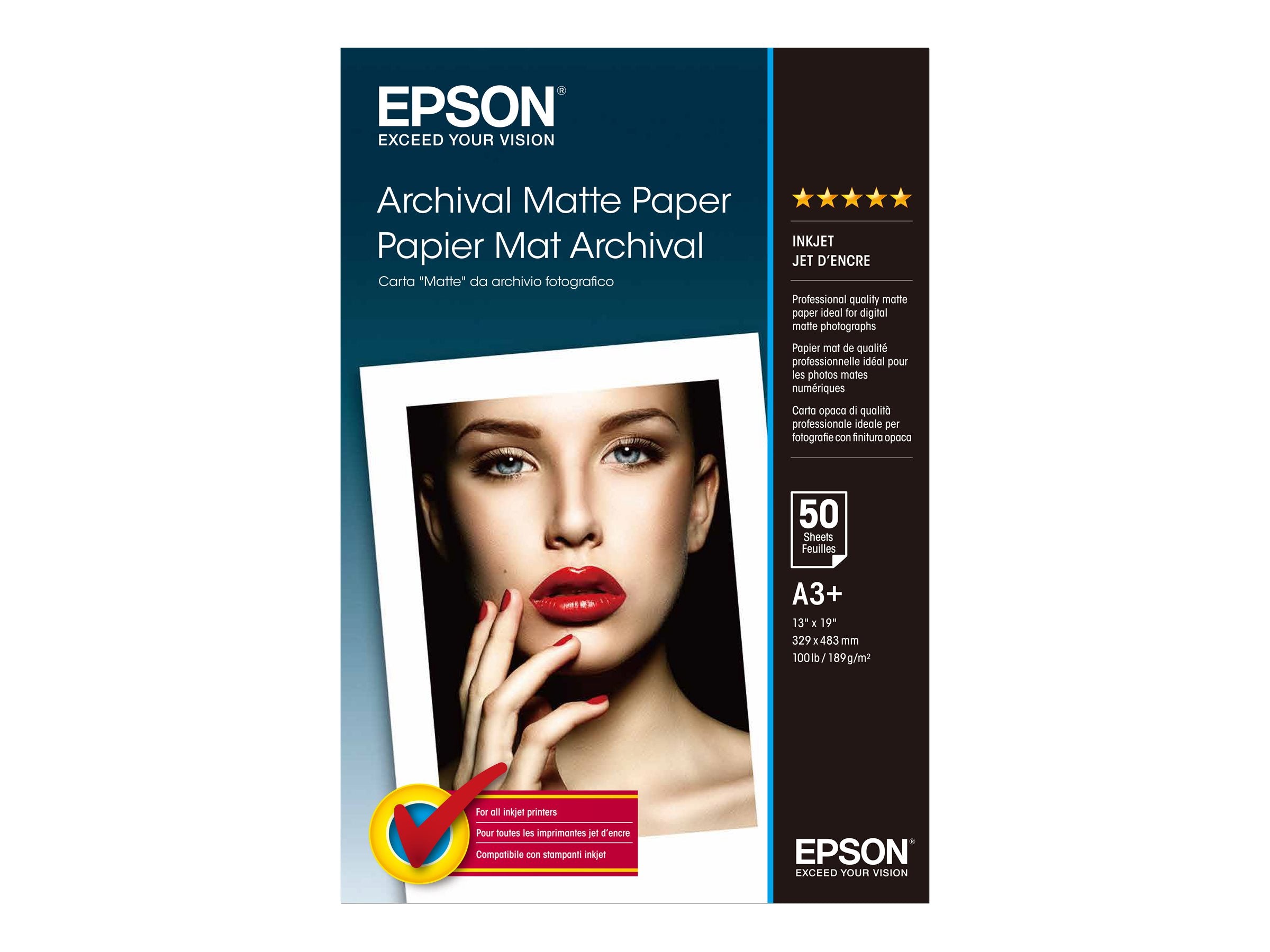 EPSON Matte archival Papier inkjet 192g/m2 A3+ 50 Blatt Vorderansicht