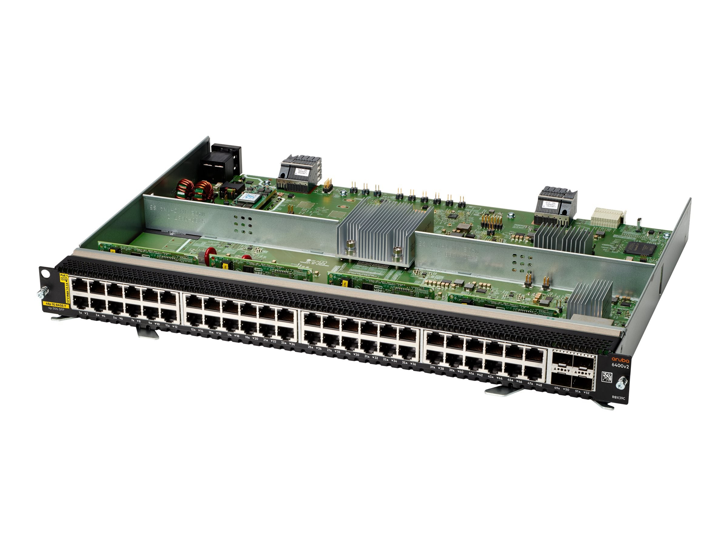 ARUBA HPE Aruba 6400 v2 Module 48 Port 1GbE Class 4 PoE und 4 Port SFP56 - Vorderansicht