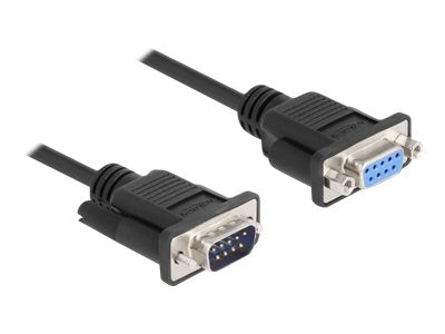 DELOCK Seriell Kabel RS-232 D-Sub 9 Stecker zu Buchse Nullmodem 0,5m - Vorderansicht
