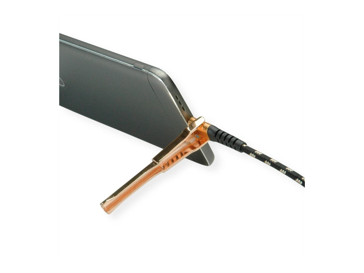 ROLINE GOLD USB 2.0 Sync- & Ladekabel Typ A - C ST/ST mit Smartphone Stützfunktion 1m - Vorderansicht