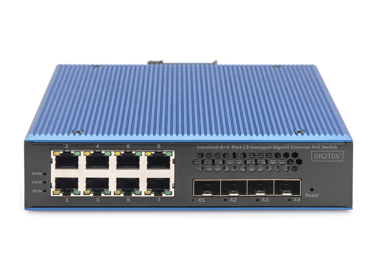 DIGITUS DN-651161 Ind. 8+4SFP+Port L2 managed Gigabit Ethernet POE Switch - Vorderansicht