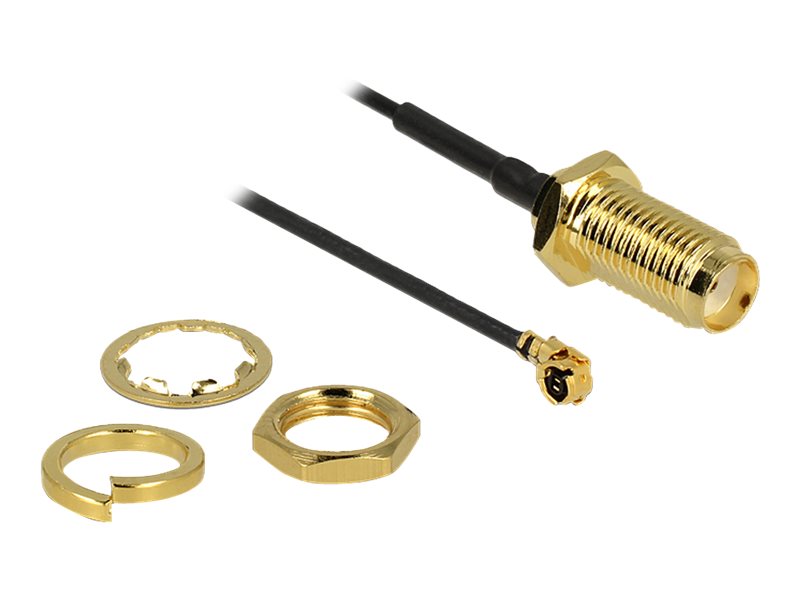 DELOCK Antennenkabel SMA Buchse zum Einbau zu I-PEX Inc. MHF I Stecker - Vorderansicht