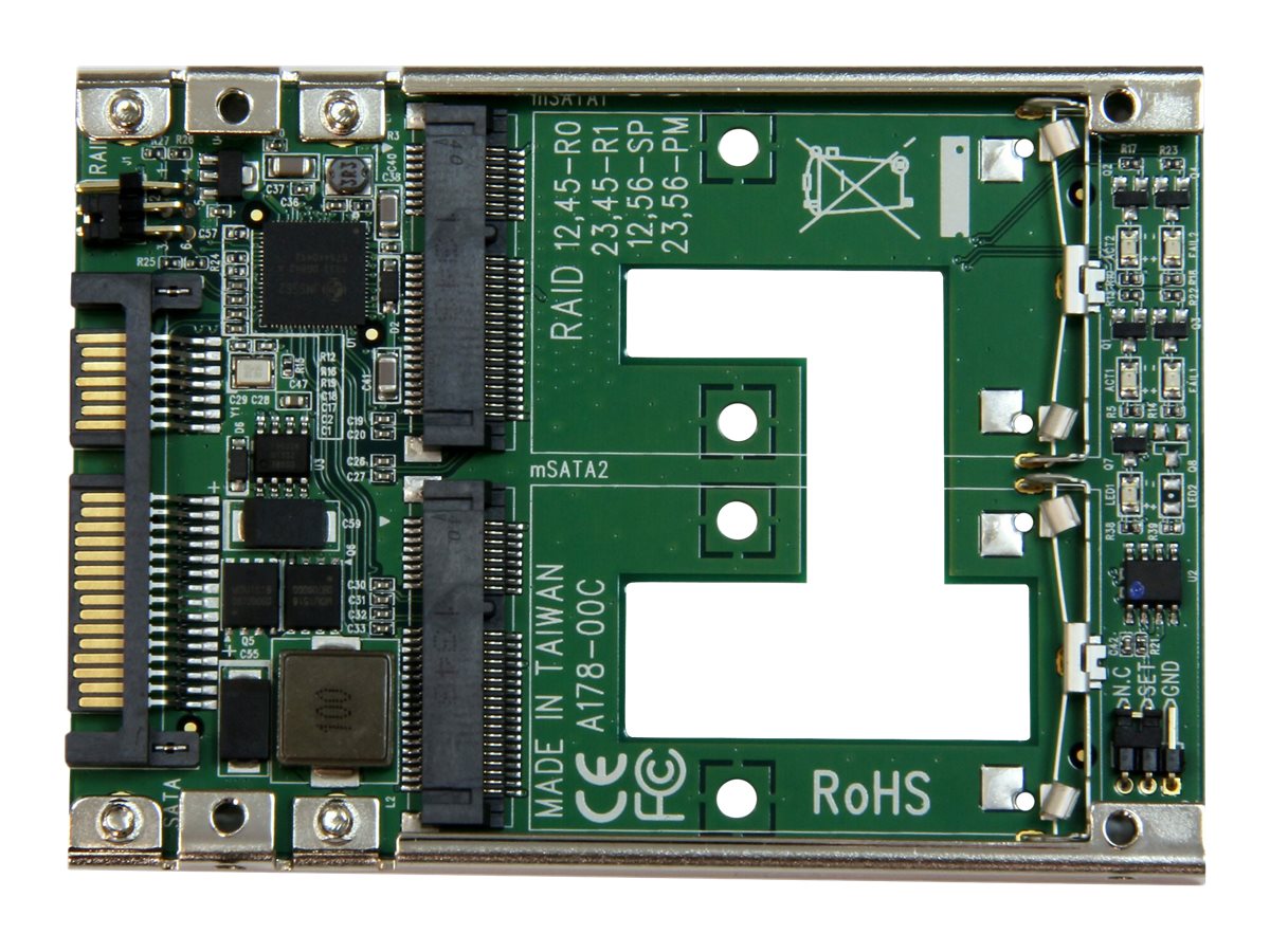 Vorderansicht des STARTECH.COM Dual mSATA SSD auf 2,5 Zoll SATA Raid Adapter