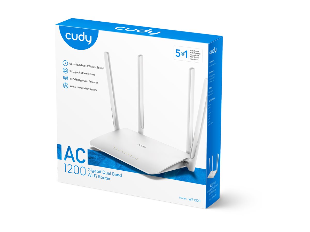 CUDY WR1300 AC1200 Wi-Fi Mesh Router Vorderansicht