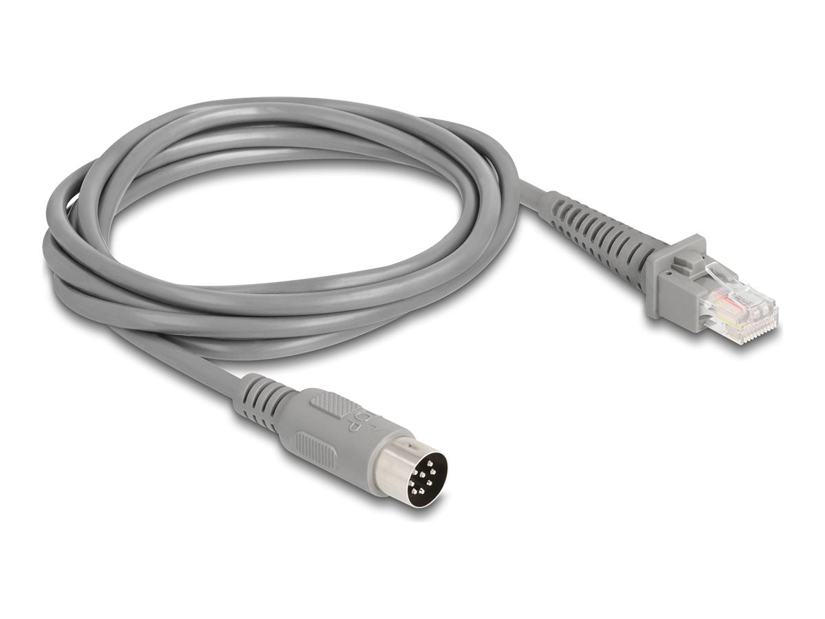 DELOCK Kabel RJ50 Stecker zu DIN 8 Pin Stecker 2m grau - Vorderansicht