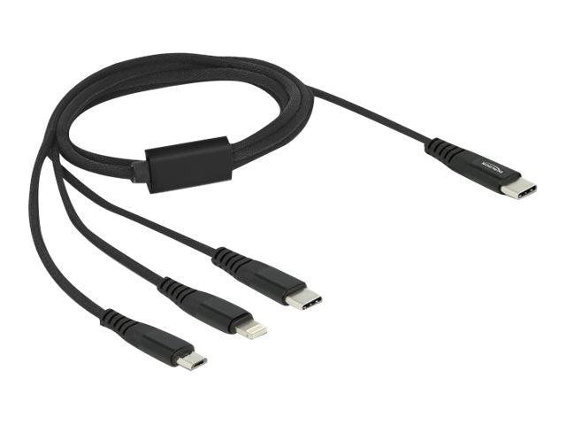 DELOCK USB Ladekabel 3 in 1 USB Type-C zu Lightning / Micro USB / USB Type-C 1m