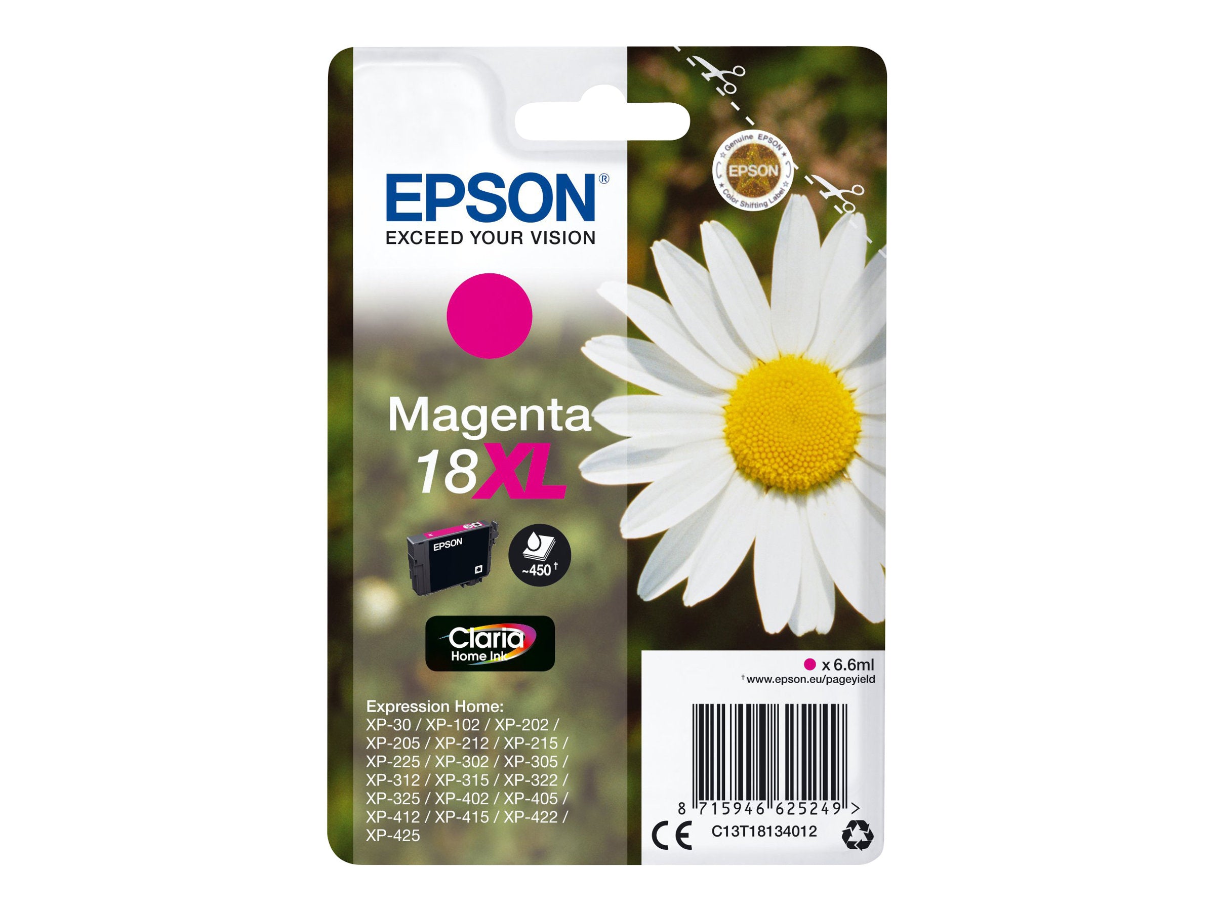 EPSON 1LB Singlepack Magenta 18XL Claria Home Ink Vorderansicht