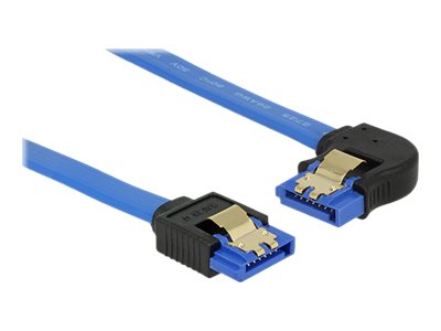 DELOCK Kabel SATA 6 Gb/s Buchse gerade > SATA Buchse links gewinkelt 30cm blau mit Goldclips