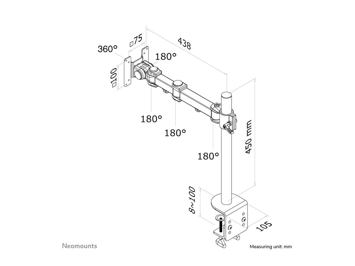 NEOMOUNTS DeskMount Monitor Tischhalterung FPMA-D960 montiert am Schreibtisch