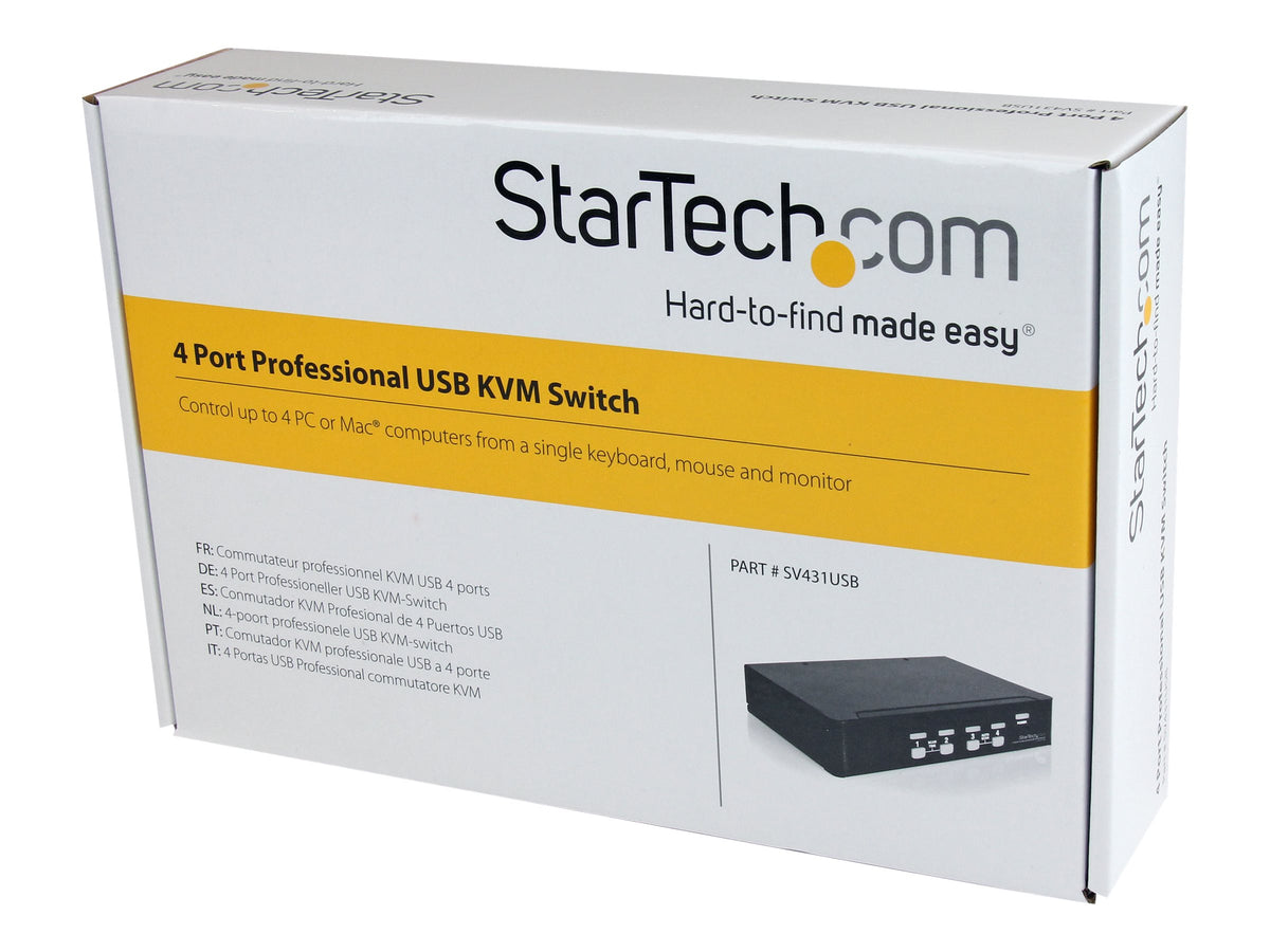 STARTECH.COM 4 Port VGA USB KVM Switch mit Hub - VGA KVM Umschalter für 4 PCs - Desktop KVM Switch mit 4x USB 2.0