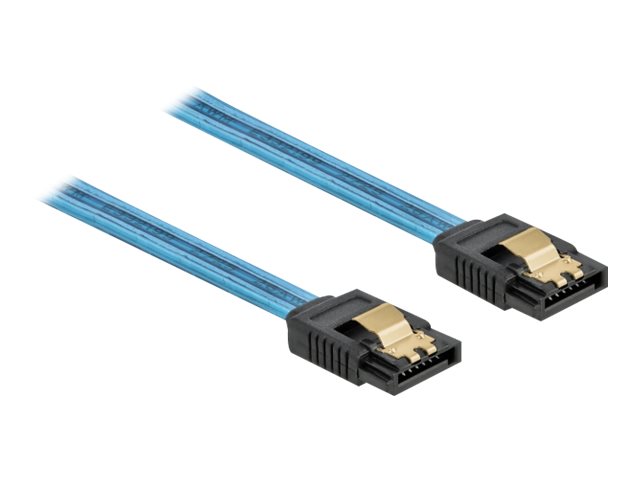 DELOCK SATA 6 Gb/s Kabel UV Leuchteffekt blau 20cm - Vorderansicht