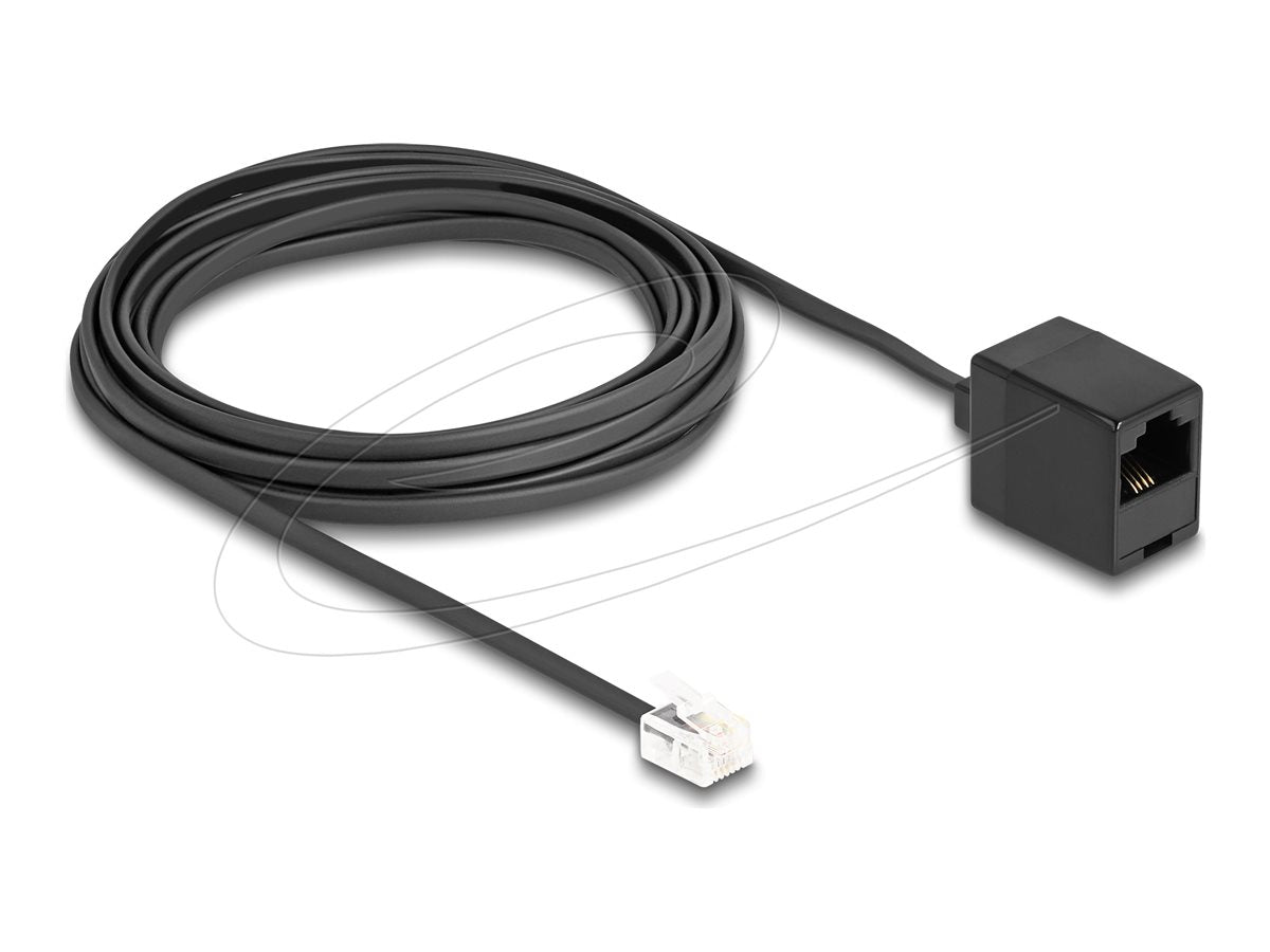 DELOCK Telefonkabel RJ11 Stecker zu RJ45 Buchse schwarz 5m - Vorderansicht
