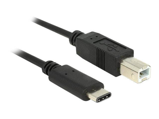 DELOCK Kabel USB Typ-C 2.0 Stecker > USB 2.0 Typ-B Stecker 0,5 m schwarz - Vorderansicht