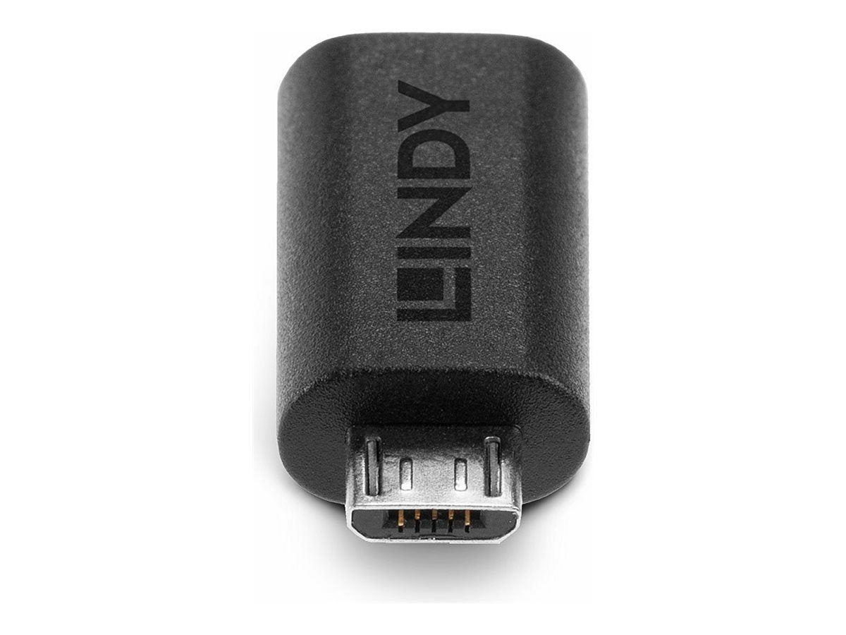 LINDY USB 2.0 Adapter Typ C an Micro-B USB Typ C Kupplung an Micro-B Stecker - Anschlussansicht
