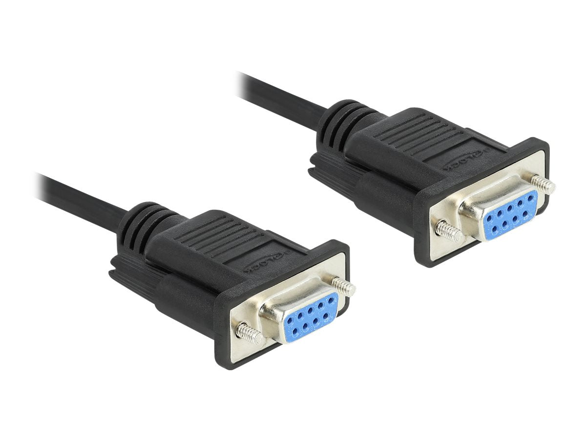 DELOCK Seriell Kabel RS-232 D-Sub 9 Buchse zu Buchse Nullmodem mit schmalem Steckergehäuse - CTS / RTS auto control - 2m
