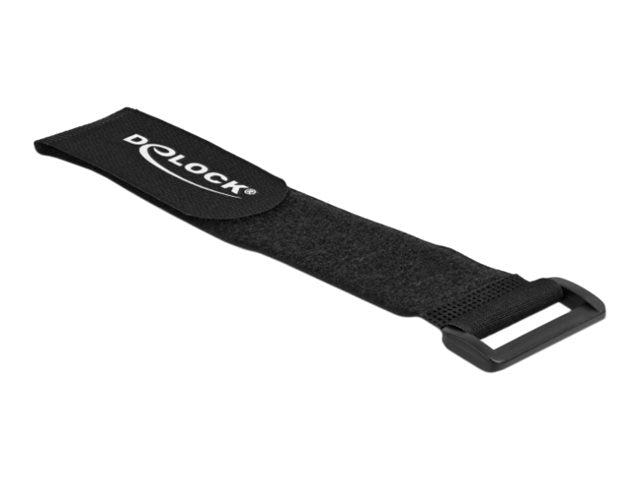 DELOCK Klett-Kabelbinder mit Schlaufe L 280 x B 38mm schwarz - Vorderansicht