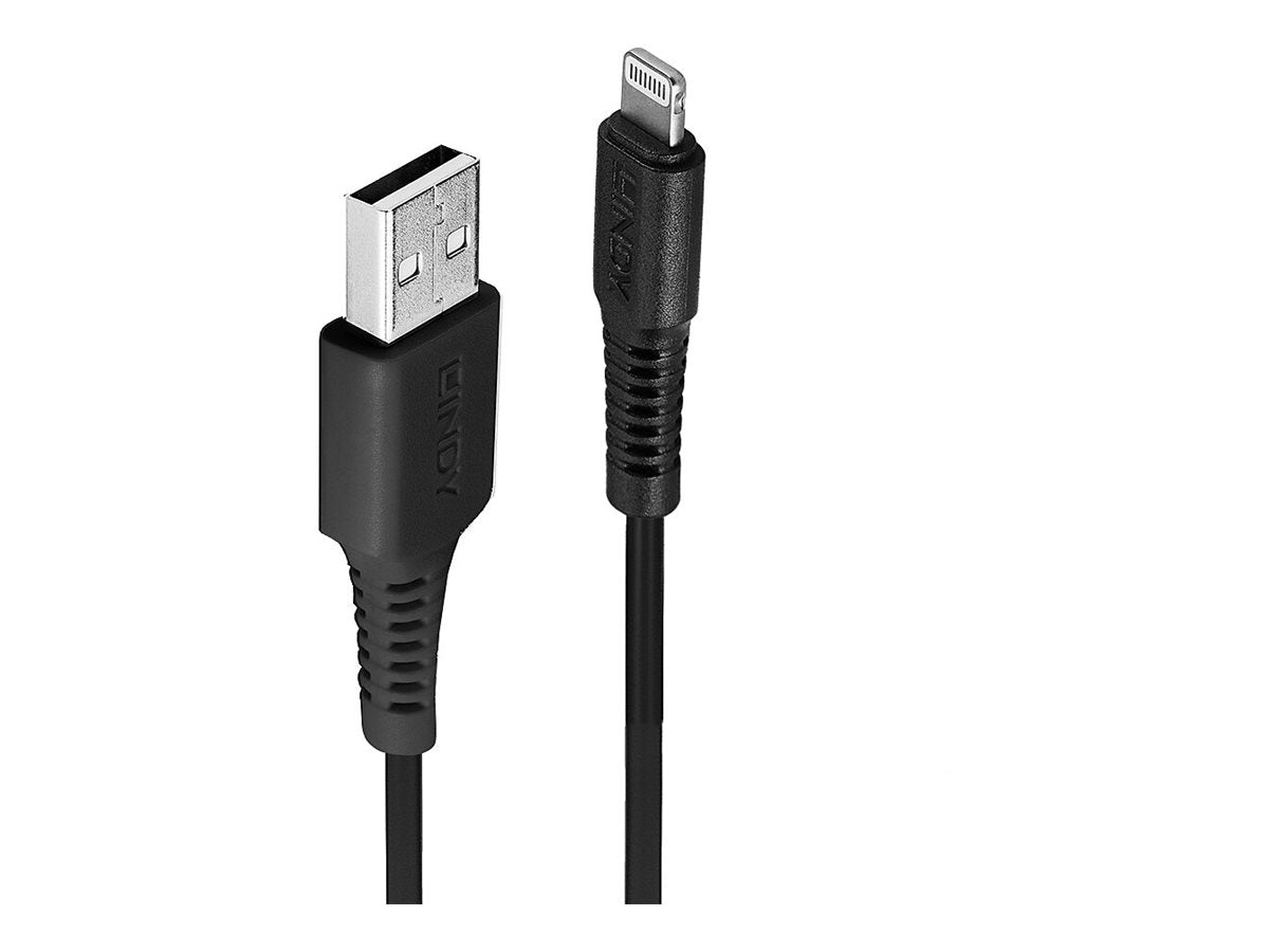 LINDY 2m USB an Lightning Kabel schwarz - Vorderansicht