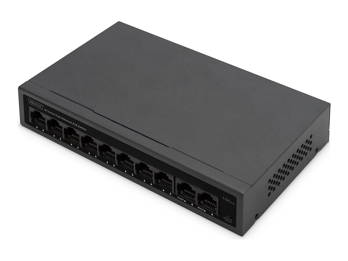 DIGITUS 8+2 Port FE PoE Switch Vorderansicht