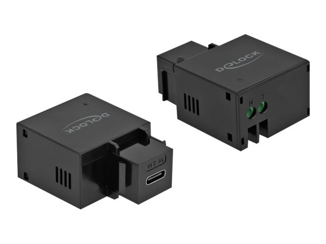 DELOCK Keystone Modul mit USB Type-C Ladebuchse 2,1 A schwarz - Vorderansicht