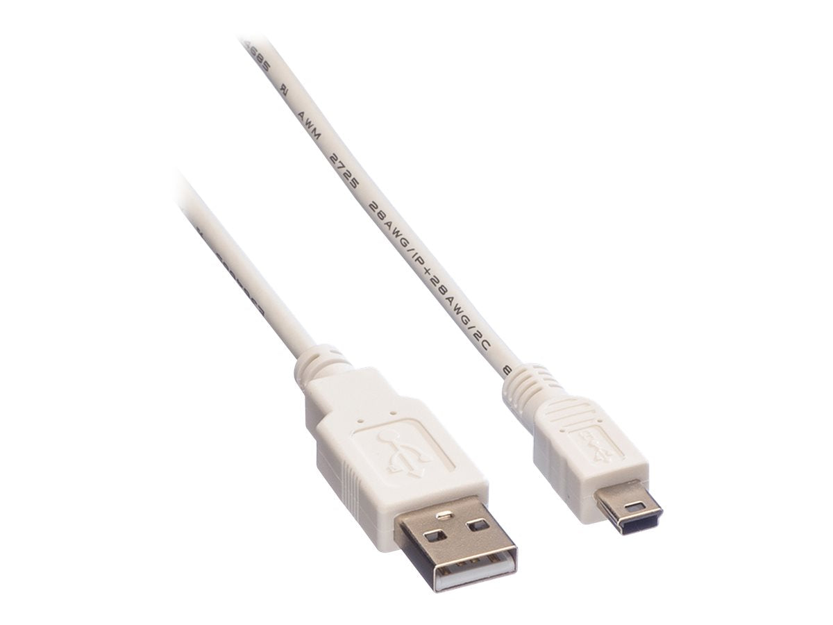 VALUE USB 2.0 Kabel Typ A - 5-Pin Mini weiss 0,8m Verpackung