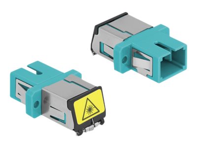 DELOCK LWL Kupplung mit Laserschutzklappe SC Simplex Buchse zu SC Simplex Buchse Multimode aqua