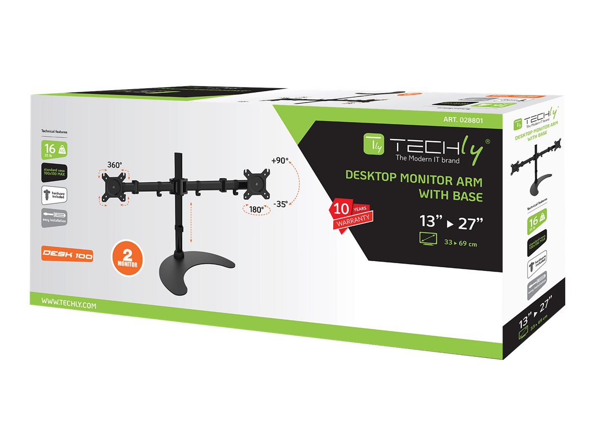 TECHLY Schreibtischhalterung für 2 LCD TV LED 13-27 Zoll - Vorderansicht