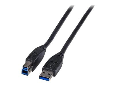EFB USB3.0 Anschlusskabel Stecker Typ-A auf Stecker Typ-B Premium Schwarz 3m - Vorderansicht