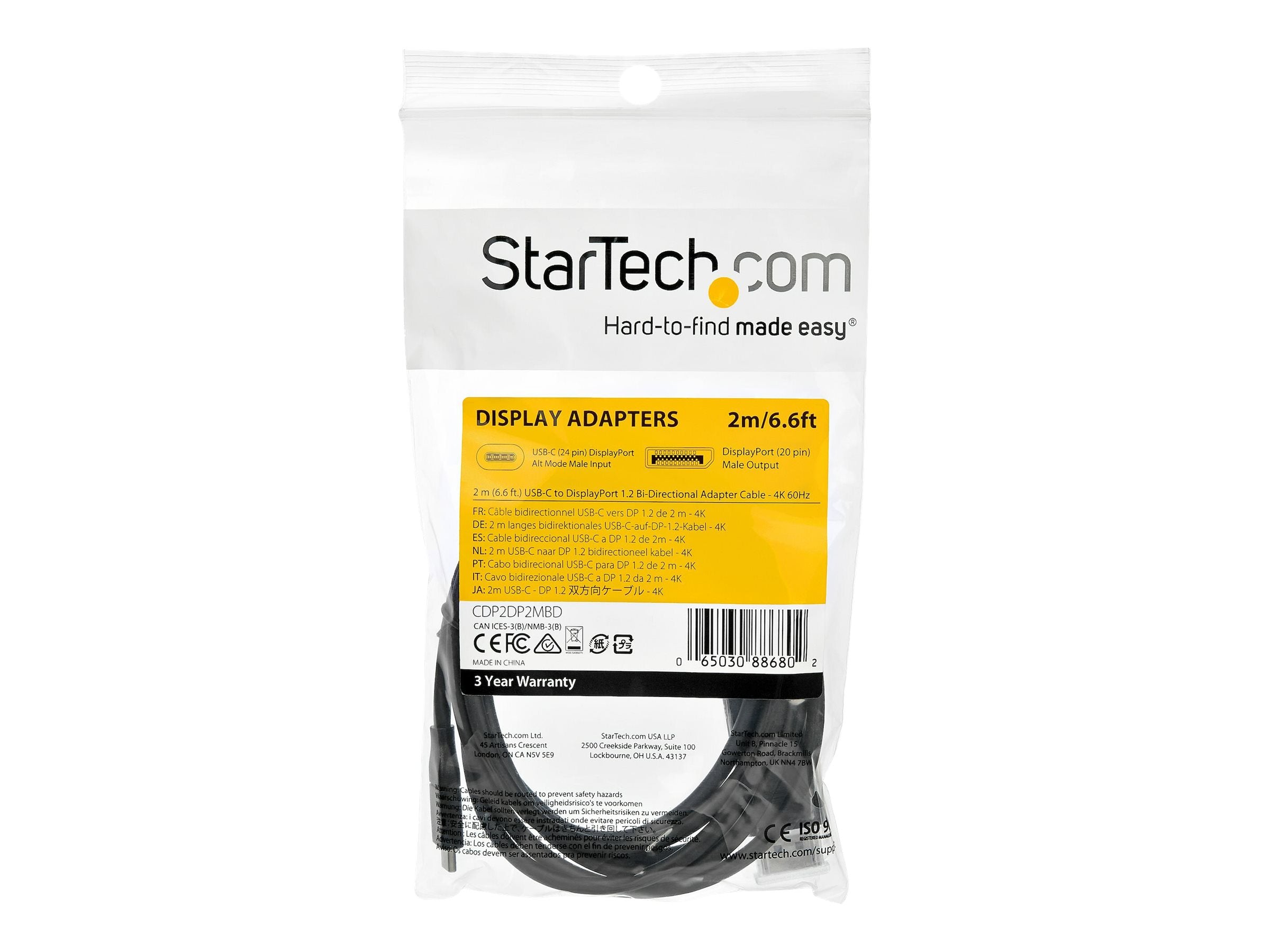STARTECH.COM 2m USB-C auf DisplayPort-Kabel - Vorderansicht