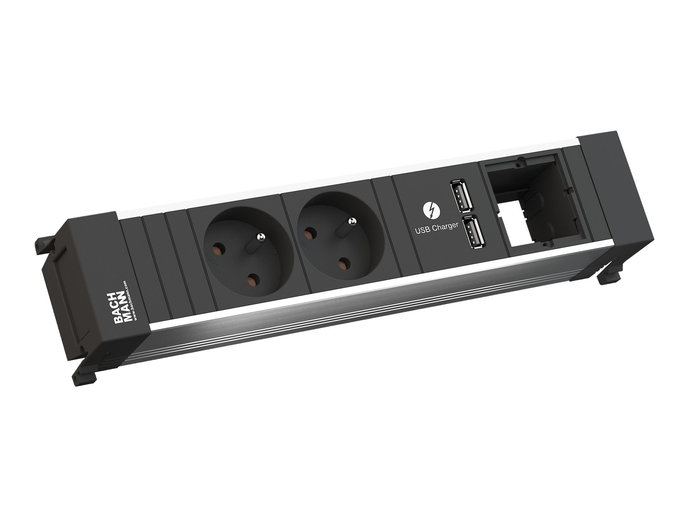 BACHMANN POWER FRAME 2xUTE 1xUSB 1xCM Strom 0,2m GST18 Vorderansicht