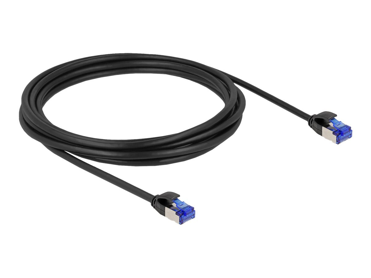 DELOCK RJ45 Netzwerkkabel Cat.6A S/FTP Slim 2m schwarz - Vorderansicht