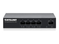 INTELLINET 5-Port Gigabit Ethernet PoE+ Switch 4x PSE PoE+ 1x Gigabit PoE-Leistungsbudget 40 W Desktop-Format optionale Wandmontage