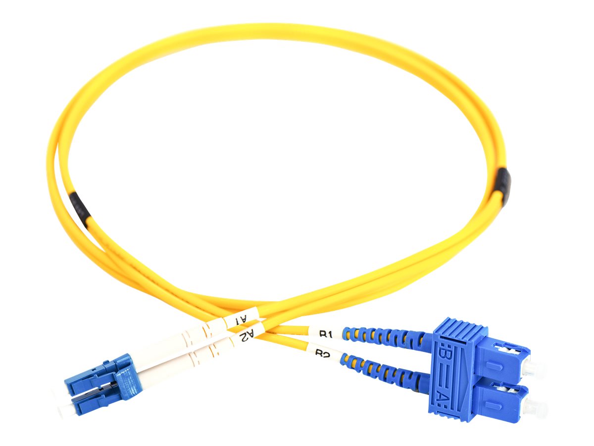 DIGITUS LWL Patchkabel LC/SC 09/125um Singelmode Duplex Halogenfrei gelb Vorderansicht
