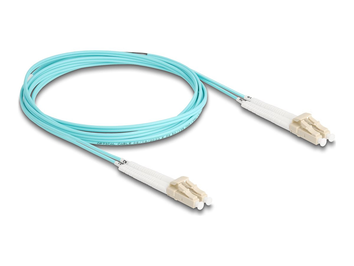 DELOCK LWL Kabel LC Duplex zu LC Duplex Multimode OM3 winkelbar 2m - Vorderansicht