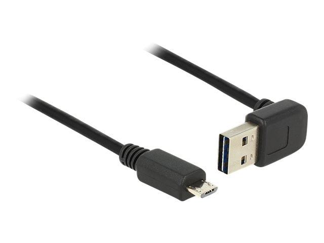 DELOCK Kabel EASY-USB 2.0 Typ-A Stecker gewinkelt oben / unten > USB 2.0 Typ Micro-B Stecker 2 m - Vorderansicht