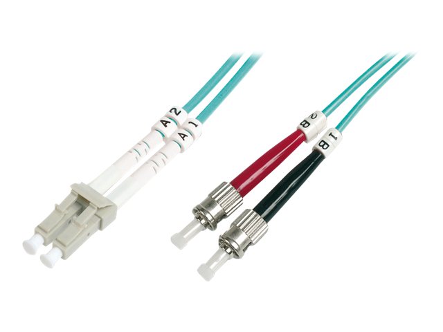 DIGITUS LWL Patchkabel LC/ST 50/125um 1m Multimode Duplex Halogenfrei mit Messprotokoll - Vorderansicht