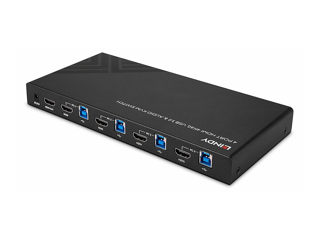 LINDY 4 Port HDMI 4K60 USB 3.0 & Audio KVM Switch - Vorderansicht