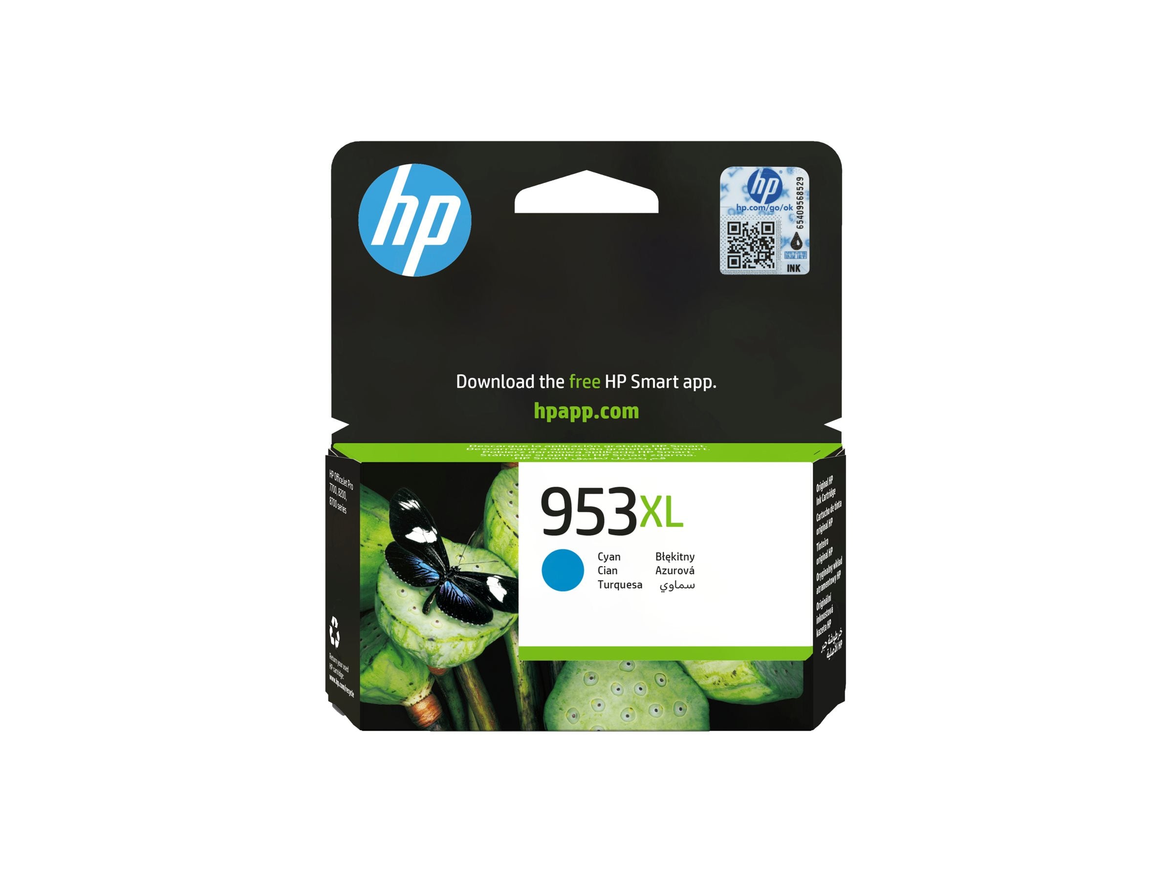HP 953XL original Tintenpatrone F6U16AE BGX Cyan - Vorderansicht