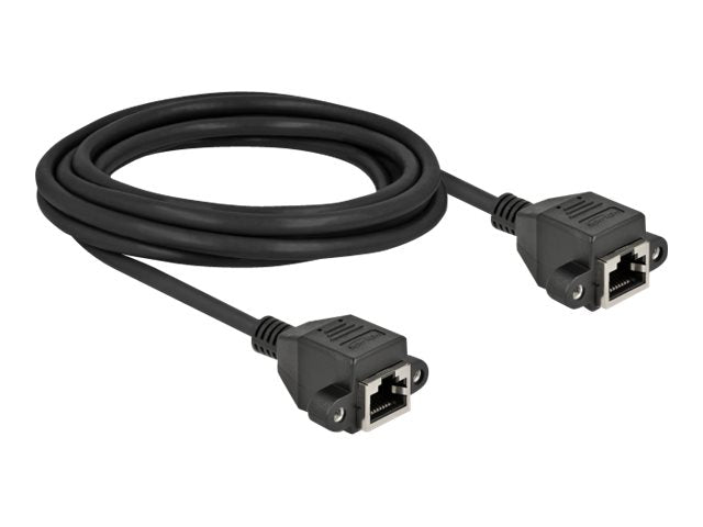 DELOCK Netzwerk Verlängerungskabel S/FTP RJ45 Buchse zu RJ45 Buchse Cat.6A 3m schwarz - Detailansicht