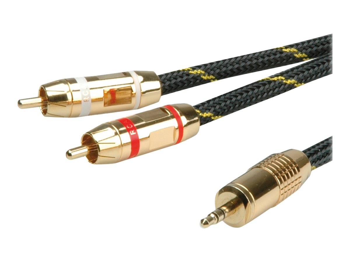 ROLINE GOLD Audio-Verbindungskabel 3,5mm Stereo - 2x Cinch Stecker Vorderansicht