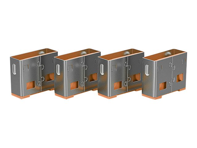 LINDY 10 USB Portschloesser ORANGE im Einsatz