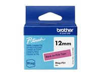 BROTHER 12MM BTAGP31 Ribbon Black on Pink