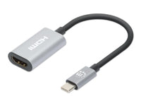 MANHATTAN 4K60Hz USB-C auf HDMI-Adapter USB 3.2 Typ C-Stecker auf HDMI-Buchse aktiver Konverter Aluminium Space Grau