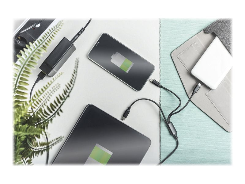 DIGITUS USB Ladekabel USB A - Lightning+micro B+Type-C 1m 3in1 cable cotton CE bl - Verpackung