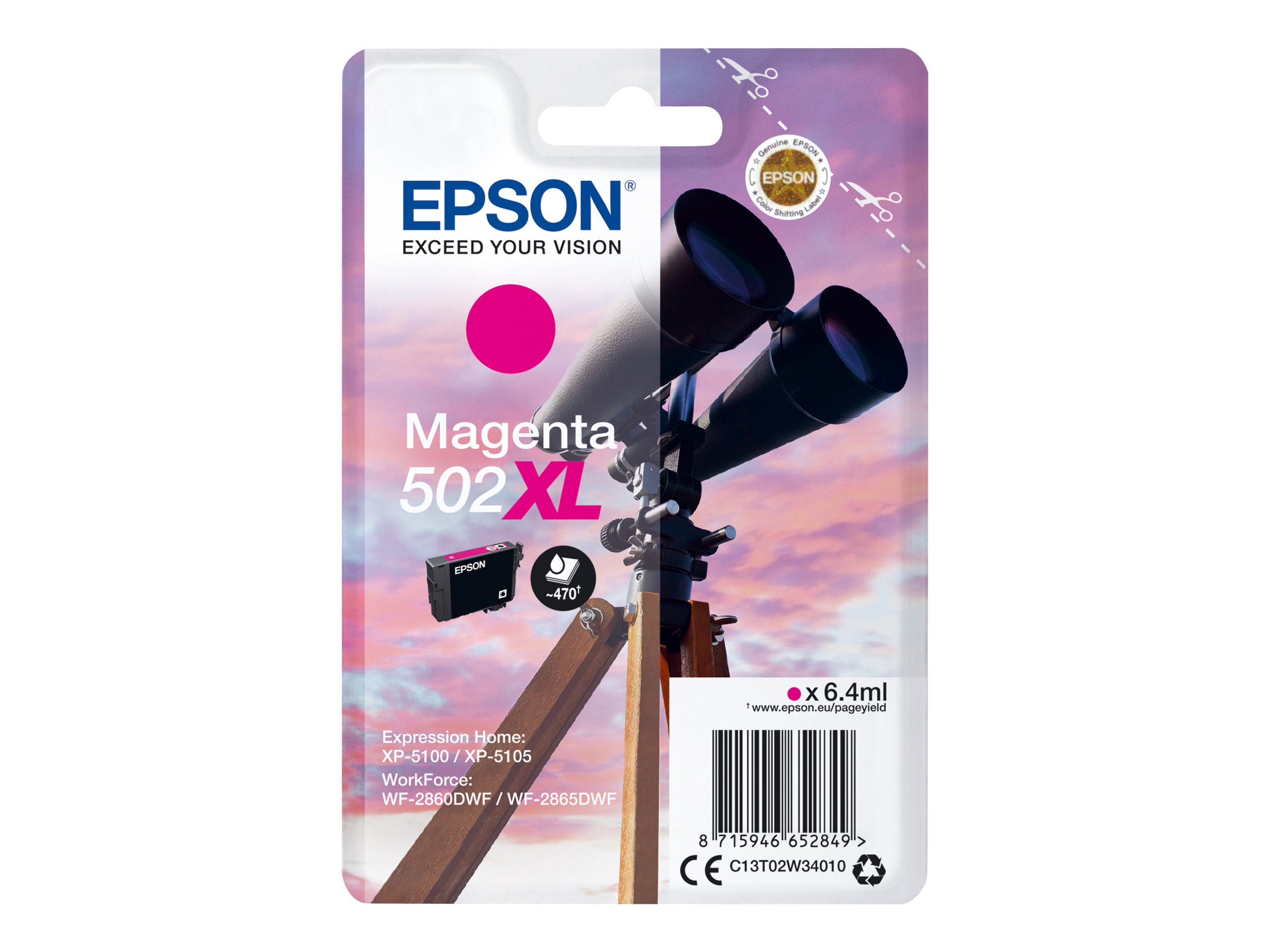 EPSON 1LB Singlepack Magenta 502XL Ink SEC w/s Vorderansicht