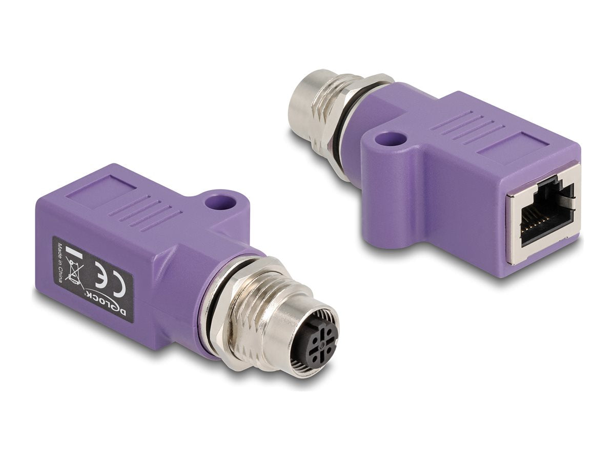 DELOCK M12 Adapter D-kodiert 4 Pin Buchse zu RJ45 Buchse Cat.5e - Vorderansicht