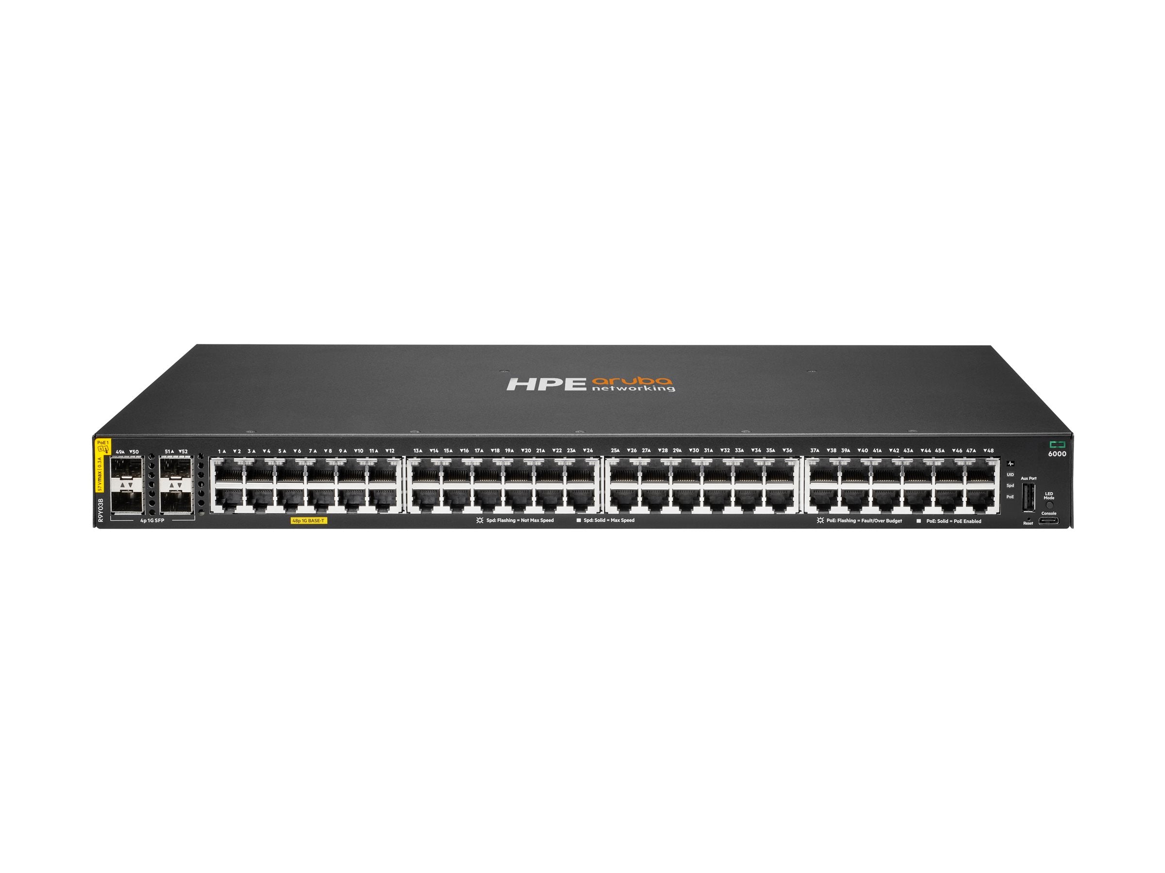 HPE Aruba Networking CX 6000 48p 10M/100M/1G Class4 PoE 4p SFP 1G 740W Switch EU en