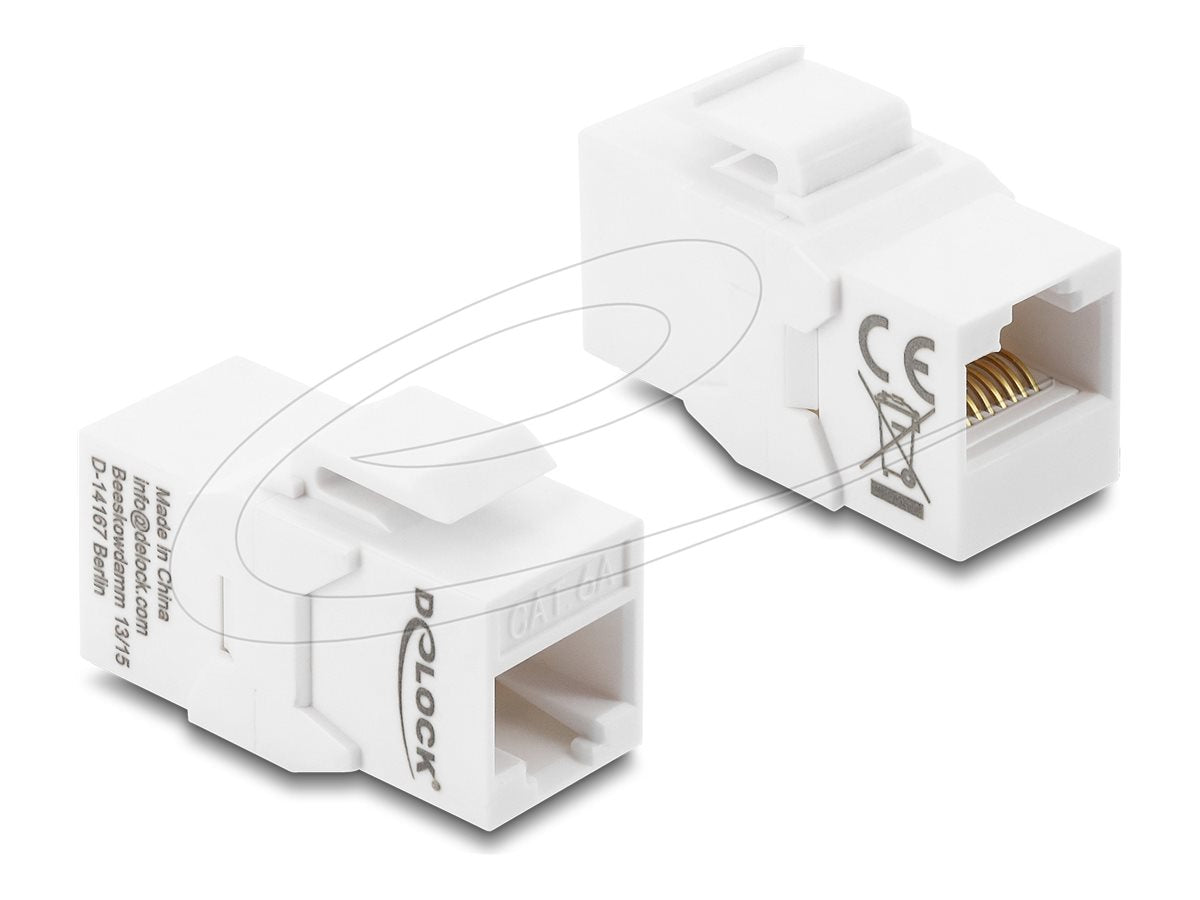 DELOCK Keystone Modul Kupplung RJ45 Buchse zu RJ45 Buchse Cat.6A ungeschirmt weiss - Vorderansicht