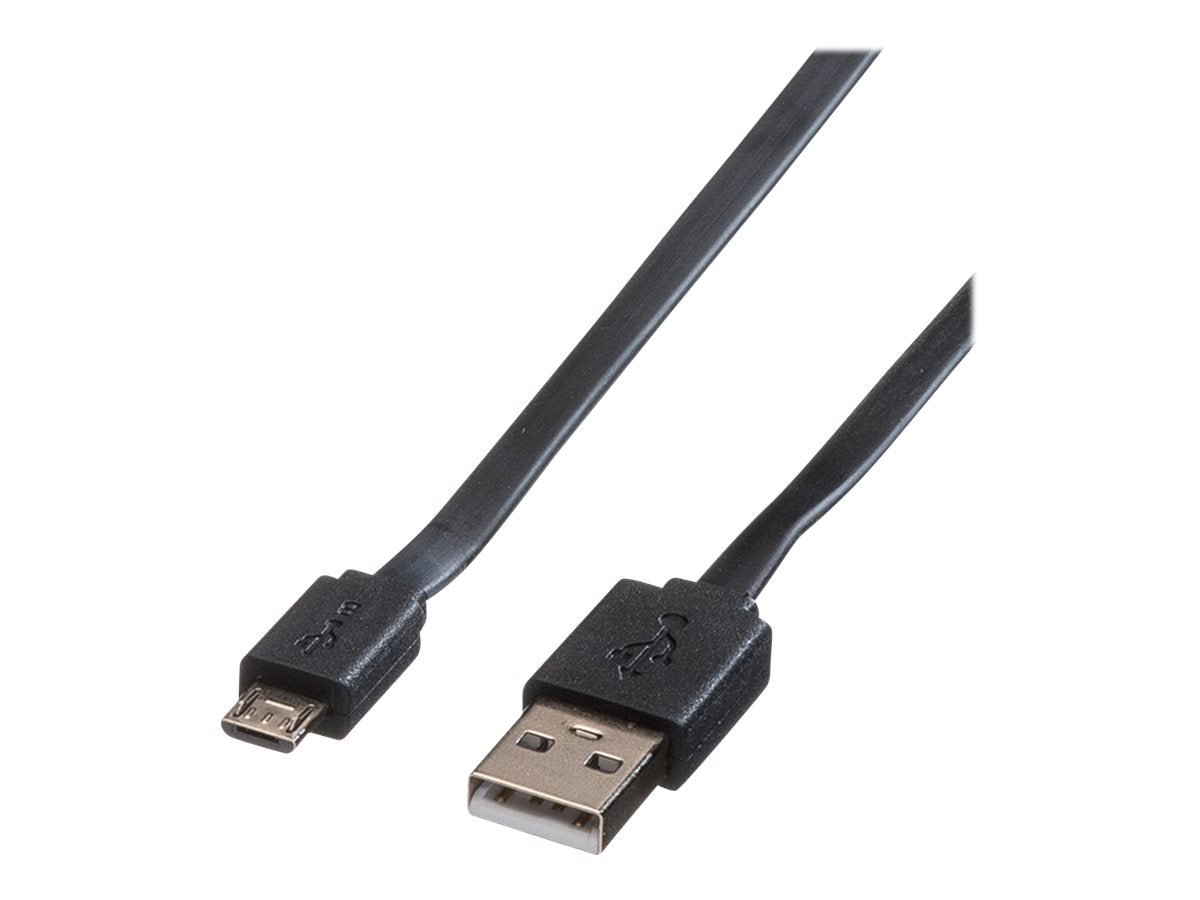 ROLINE USB 2.0 Kabel USB A ST - Micro USB B ST schwarz 1m Vorderansicht