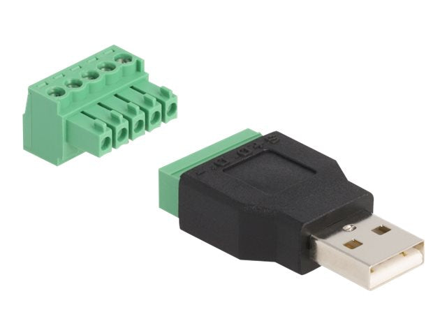 DELOCK USB 2.0 Typ-A Stecker zu Terminalblock Adapter - Vorderansicht