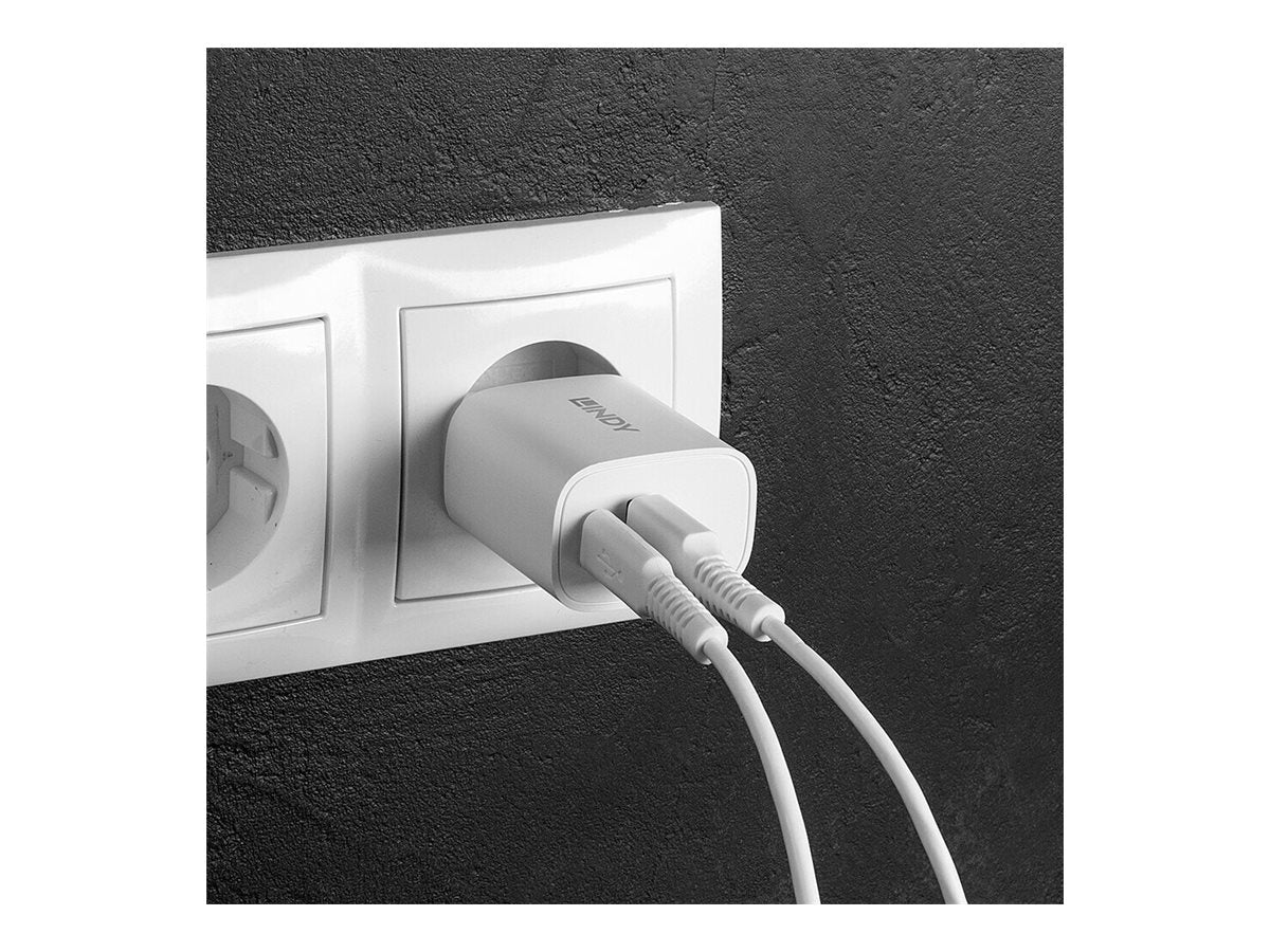 LINDY 20W USB Type A & C Charger Vorderansicht